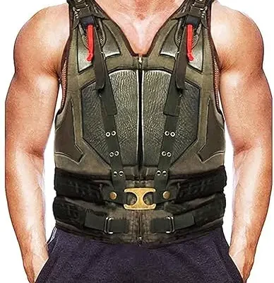 Model wearing tom hardy the dark night rises bane vest