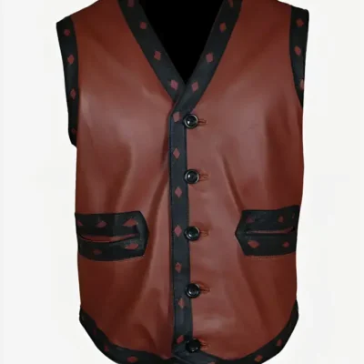 The warriors leather vest front view